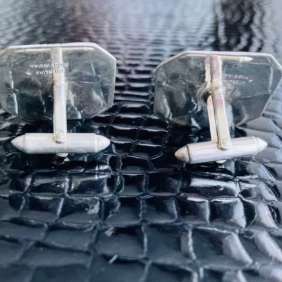 ROYAL SIAM NIELLO ENAMEL STERLING XL CUFFLINKS - Picture 4 of 4